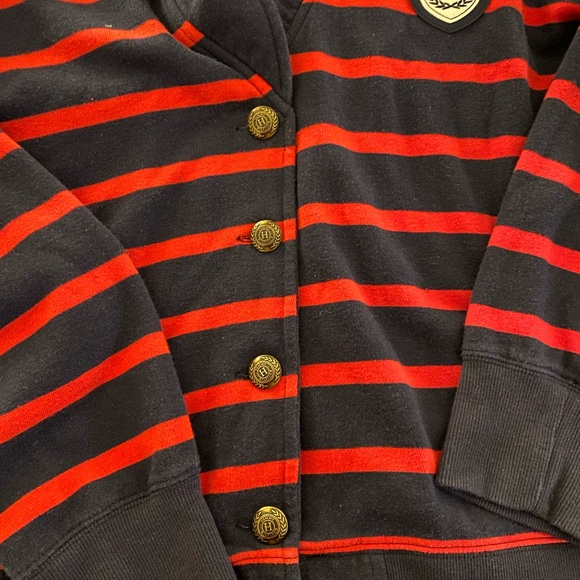 ๐ Tommy Hilfiger Women's Navy and Red Cardigan Size XL - Picture 2 of 5
